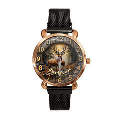 Customized Forest Deer Printed Dial Plate - Personalize Name Watch