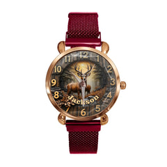 Customized Forest Deer Printed Dial Plate - Personalize Name Watch