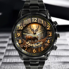 Customized Forest Deer Printed Dial Plate - Personalize Name Watch
