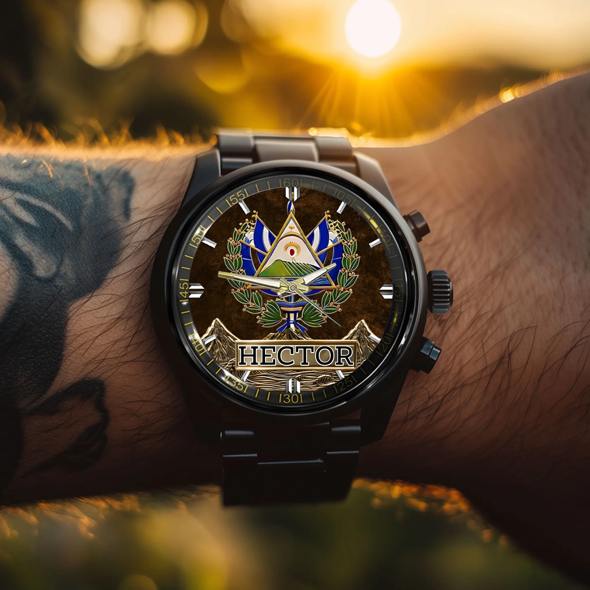 Proud El Salvador Customized Watch – Personalized Name - Gift For Expats, Friends